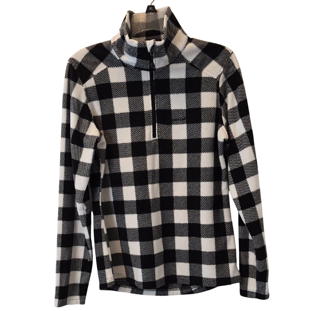 Avalanche Womens Size M Black and White Plaid Pullover Fleece
